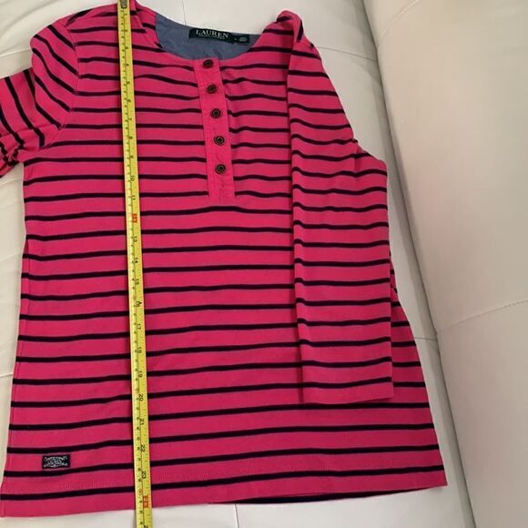 Lauren Ralph Lauren Cotton Striped Women’s T-Shirt Size L - Picture 7 of 11